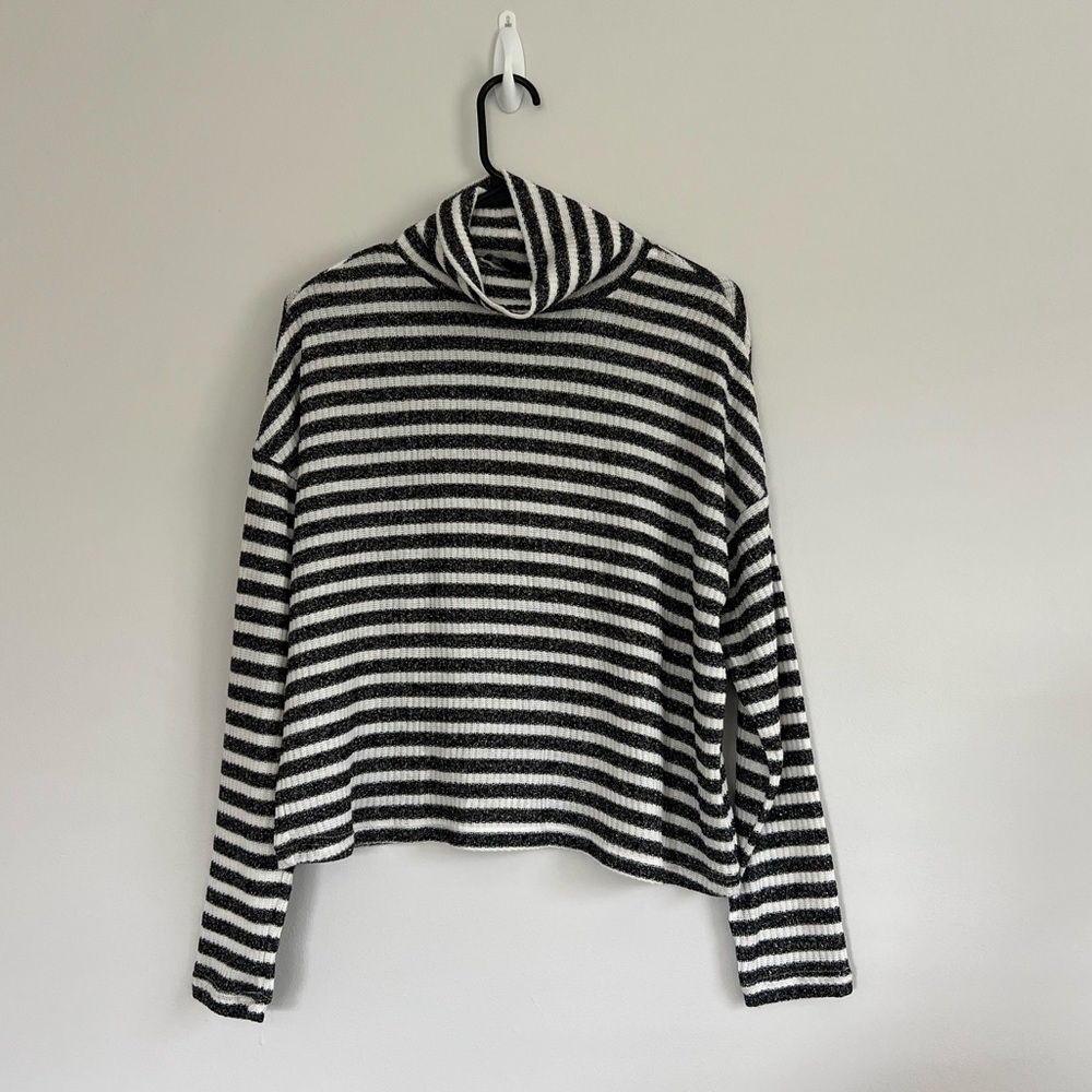 Sanctuary Striped Metallic TurtleNeck Sweater